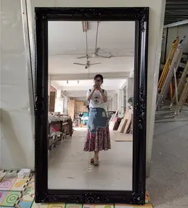 Hot sale modern black color mirror painting frames full length framed mirror in custom size