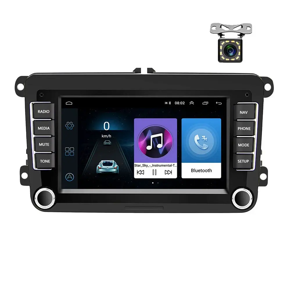 Lecteur GPS Android de voiture 7 ''2 Din avec émetteur FM intégré pour VW/PASSAT/POLO/GOLF 5 6/TOURAN Auto Radio BT WIFI Stereo