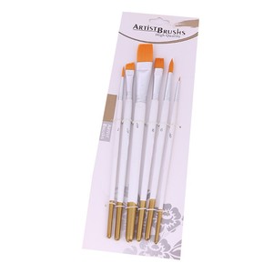 Lot de 6 <span class=keywords><strong>pinceaux</strong></span> de peinture à l'huile transfrontaliers, poils en nylon, manches blancs, viroles dorées, pour <span class=keywords><strong>aquarelle</strong></span> et acrylique, TZ08 Chine - Product Image 5