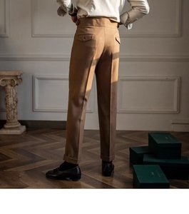 Pantalon décontracté homme taille haute coupe droite style italien napolitain printemps-automne, pantalon formel vintage britannique - Product Image 5