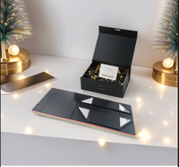 Boîtes cadeaux magnétiques noires avec logo en feuille d'or personnalisée - Boîtes d'emballage pliables de luxe pour cadeaux