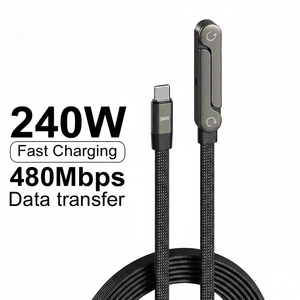 Nouveau support pliable avec câble de données USB Type-C 240W à charge rapide en nylon tressé pour téléphone portable et imprimante - Product Image 1