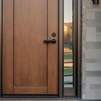 Set Kunci Pintu Masuk Standar Amerika dari Kuningan Padat, Deadbolt Hitam Matte & Gagang Tuas Berknurling untuk Pintu Depan