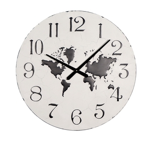 ART NEST Home <b>Large</b> Rustic White Washed Round Metal Wall Hanging Decor Quartz <b>Clock</b> for Living Room - Product Image 3
