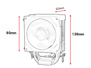 Qiuzaimno 9Cm Im Lặng RGB Fan 2 Heatpipes 4Pin Giao Diện Lỏng Phong Cách Máy Tính Trường Hợp Fan Cho 12th Gen CPU Giọt Đội Chiến Đấu - Product Image 6