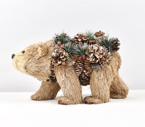 Alto sentido hecho a mano DIY escena decoración piña ardilla ornamento oso estatuilla búho ornamento - Product Image 2