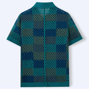 <span class=keywords><strong>Camiseta</strong></span> de Verano de Punto, Simple, <span class=keywords><strong>Calada</strong></span>, Transpirable, con Rayas, Abertura en la Espalda - Product Image 6