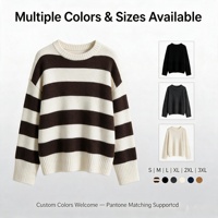 Pull en tricot à rayures horizontales épaisses pour femmes, col rond, pull oversize, 100% polyester, OEM ODM personnalisé