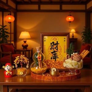 Set de Decoración Feng Shui para el Hogar con Árbol del Dinero de Canela para Sala de Estar, Regalo de Año Nuevo Chino, Paquete de Varias Piezas - Product Image 1