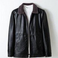 Herren Pilot Schaffell Shear ling Pelz kragen Lederjacke