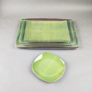 Platos Rectangulares de Melamina 100% con Diseño de Hoja de Plátano, Platos de Plástico con Diseño Nuevo, Vajilla de Estilo Chino para Uso en el Hogar y Hoteles, Venta al Por Mayor - Product Image 3