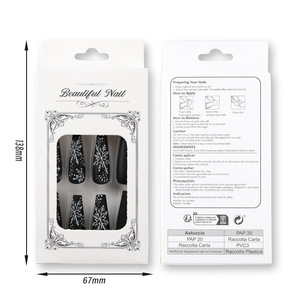 Cadeau de Noël : 24 <span class=keywords><strong>faux</strong></span> <span class=keywords><strong>ongles</strong></span> carrés en acrylique, style français, design luxueux doré pailleté, à presser, amovibles - Product Image 2