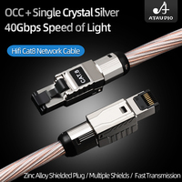 Câble Ethernet haute performance ATAUDIO Cat 8 2000 MHz, câble réseau Hi-Fi en cuivre argenté RJ45 40 Gbps pour câbles de communication
