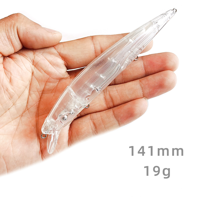 Howell OEM Unpainted Jerk Bait 141mm 19g Hard Bait Bodies Freshwater Fishing Minnow Crankbaits for Lake Stream Carp Pike Zander