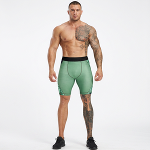 SONISPO Men's Geometric Compression <b>Shorts</b> Mid Waist Quick Dry Sporty Style Spandex Polyester Elastic Waist Front Logo - Product Image 1