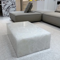Table basse carrée en pierre, style minimaliste moderne, en cristal naturel blanc, pour petit appartement, salon, hôtel
