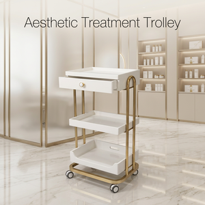 Chariot de rangement roulant en acier inoxydable pour salon de beauté, avec tiroir, pour coiffeur et studio de maquillage - Product Image 1