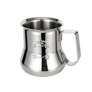 Pichet <span class=keywords><strong>à</strong></span> <span class=keywords><strong>lait</strong></span> professionnel pour barista, en acier inoxydable poli miroir, pour latte art, mesure et mousse, idéal pour les cafés et usage domestique - Product Image 5