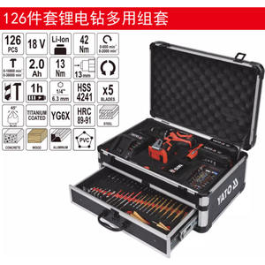 Kit de taladro de iones de litio Yato de 18 V, juego de herramientas eléctricas inalámbricas profesionales con destornilladores y estuche de plástico YT-44251 - Product Image 2