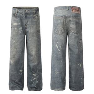 Jeans Unisex Estilo Americano 2025 con Estampado 3D y Tinte Desgastado, Corte Micro Acampanado |   Vaqueros de Pierna Recta y Corte Holgado de Estilo Urbano - Product Image 3