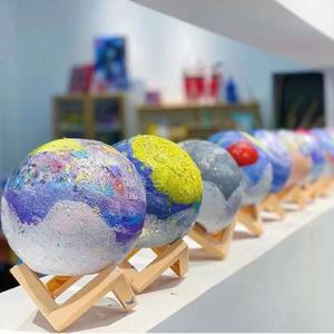 DIY 3D Hand-Painted Planet Moon Night Light Custom Personalized Creation with LED Light White for Study