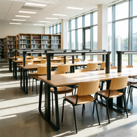 Bureau d'étude personnalisé OEM, table de lecture industrielle moderne en acier pour les centres de ressources scolaires et les salles d'étude