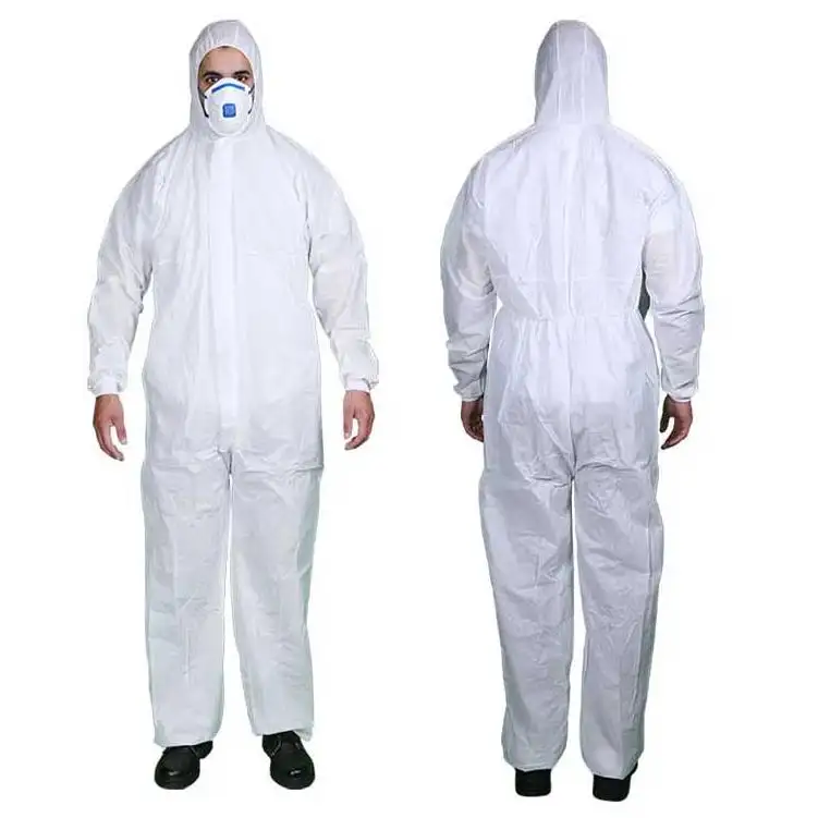 SMS Coverall loại 5/6 dùng một lần với mui xe trắng an toàn bảo hộ lao động