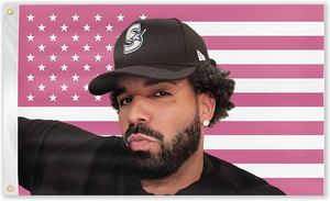 <span class=keywords><strong>Tapiz</strong></span> Divertido <span class=keywords><strong>de</strong></span> Drake con la Bandera Estadounidense Rosa, Cantante <span class=keywords><strong>de</strong></span> Música, con 4 Ojales para Colgar en la Pared - Product Image 3