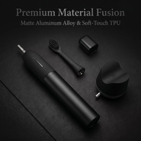 Cepillo de Dientes Eléctrico Negro con Luz Nocturna, Carga Magnética, 1 Modo, IPX7, TPU, con Etiqueta Personalizada