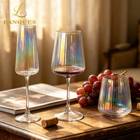 Copas de Vino Iridiscentes con Diseño Acanalado, Hechas a Máquina, con Brillo Arcoíris, para Champán, Whisky, Neon, para Bodas y Bares, Venta al Por Mayor