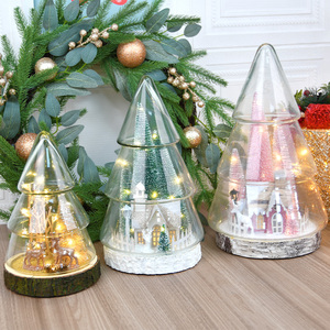 Nouvelles décorations de Noël nordiques pour comptoir et fenêtre, petit sapin de Noël en verre, figurines lumineuses décoratives - Product Image 4