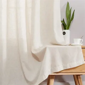 High Quality Grommet Top Solid Color Sheer Curtain Plain Nature Linen Curtains For The Living Room Bedroom