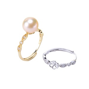 Bague de mode WENCHI en argent et or S925 pour bijoux DIY avec perles rondes de 10-13 mm, accessoires vides pour support 11938, Chine - Product Image 3