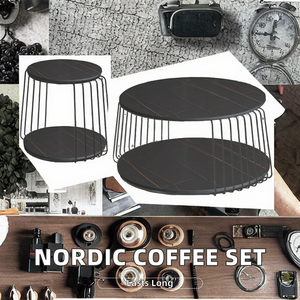 Juego de mesa de centro nido de estilo nórdico moderno, tapa de mármol blanco, Base de Metal dorado, convertible, duradero para el hogar, oficina, sala de estar - Product Image 3