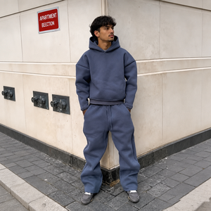 Ensemble de sweats à capuche personnalisés de haute qualité 100 % coton molletonné, survêtement streetwear épais et oversize en French Terry pour hommes - Product Image 2