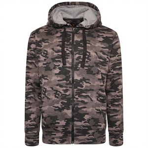 Chaqueta de Forro Polar con Camuflaje para Hombre, con Capucha y Cierre Frontal, Abrigo Casual Cálido para Otoño, Corte Regular, Uso Diario - Product Image 1