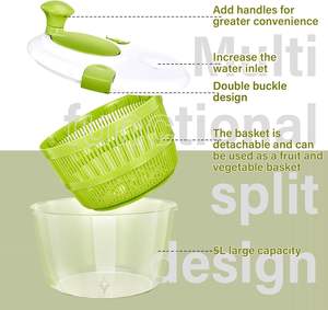 Escurridor de Ensaladas Manual con Tapa de Bloqueo Seguro y Asa Giratoria para Lechuga y Verduras - Product Image 3