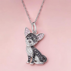Livraison Rapide - <span class=keywords><strong>Collier</strong></span> Pendentif Chien <span class=keywords><strong>Chihuahua</strong></span> Noir, Bijoux Fins en Alliage de Zinc Écologique Style Animal Vente en Gros - Product Image 5