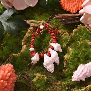Fashion Beaded <b>Bracelet</b> <b>Red</b> Coral Shell Charm PVD Gold Plated 316L Stainless Steel Sustainable Resistant Jewelry - Product Image 3