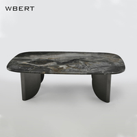 WBERT Table basse nordique en bois massif avec thé en marbre Design extraterrestre créatif Lumière italienne Luxe Style moderne Maison Réunion Ciment
