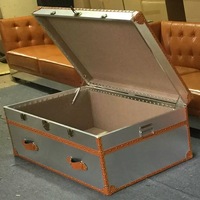 Table basse vintage en aluminium de style européen, design carré rétro, meubles décoratifs pour salon