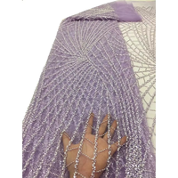 Tissu en dentelle de luxe brodé écologique blanc à sequins et perles, orné de diamants brillants pour robes de mariée et vêtements pour garçons et filles