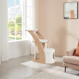 Ahşap çevre dostu beyaz antika lüks kolay tırmanma kedi ağacı kulesi tırmalama sütunu yumuşak peluş levrek hamak yatak mağara - Product Image 6