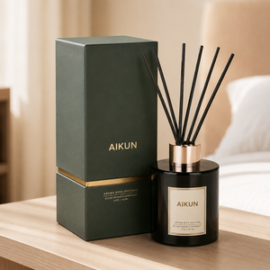 ชุดเทียนหอมในภาชนะแก้วรักษ์โลก AIKUN พร้อมก้านไม้หอมกระจายกลิ่นอโรมาเธอราพี สำหรับบ้าน สปา โรงแรม ขายส่ง รับผลิตตามสั่ง - Product Image 1