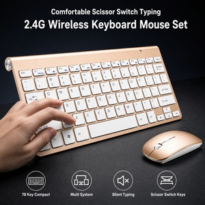 Ensemble clavier et souris sans fil 2,4 GHz, 78 touches, interrupteurs à ciseaux silencieux, multi-systèmes, pour bureau, ordinateur portable, ordinateur de bureau, compact, fin, silencieux - Product Image 1