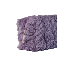 Trousse de Maquillage Imperméable en Fausse Fourrure Douce Lavande, Sac Cosmétique Portable en Peluche Violette pour le Quotidien