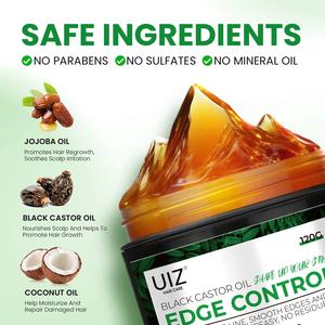 개인 라벨 블랙 피마자 오일 강한 스타일링 헤어 젤 가장자리 제어 비 기름기 브레이드 헤어 왁스 - Product Image 4