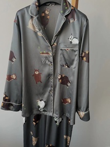 Ensembles de Pyjamas en Soie 100% Biologique de Luxe pour Hommes, Taille Personnalisée, Deux Pièces, Imprimé, Vêtements de Nuit en Soie de Luxe pour Hommes Animaux - Product Image 4