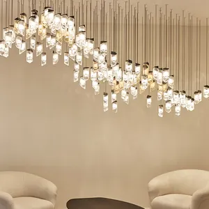 Lustre de luzes de cristal para cafeteria, departamento de vendas, café, restaurante, salão de banquetes, iluminação criativa personalizada