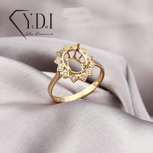 Bán buôn 18K Nhẫn vàng thiết lập phù hợp 7*9mm 8*10mm phòng thí nghiệm Grown Nhẫn kim cương thiết lập tùy chỉnh - Product Image 1